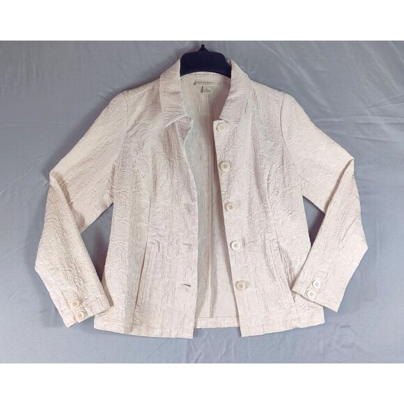 Embossed Appleseeds Blazer Off-White Floral Cottage Core Boho Shabby Chic Career - Picture 1 of 13